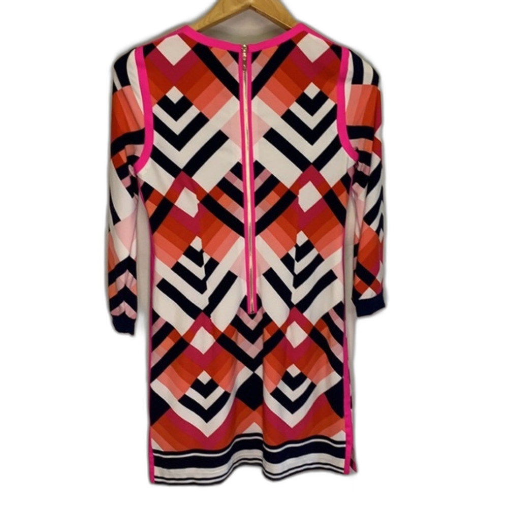 Eliza J Women's NWOT Black Red Ivory Mod Geometric LS Short Shift Dress Size 4 - Picture 8 of 12